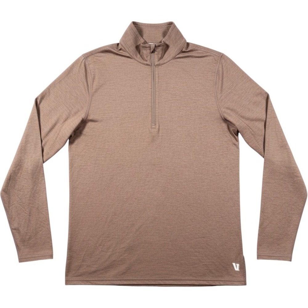 Vuori Quarter Zip Pullover Mens Medium Brown Heathered Performance Shirt V221‎